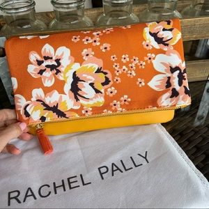 Rachel Pally Fold-over Clutch Mustard Yellow and Tangerine Orange Floral Bag New